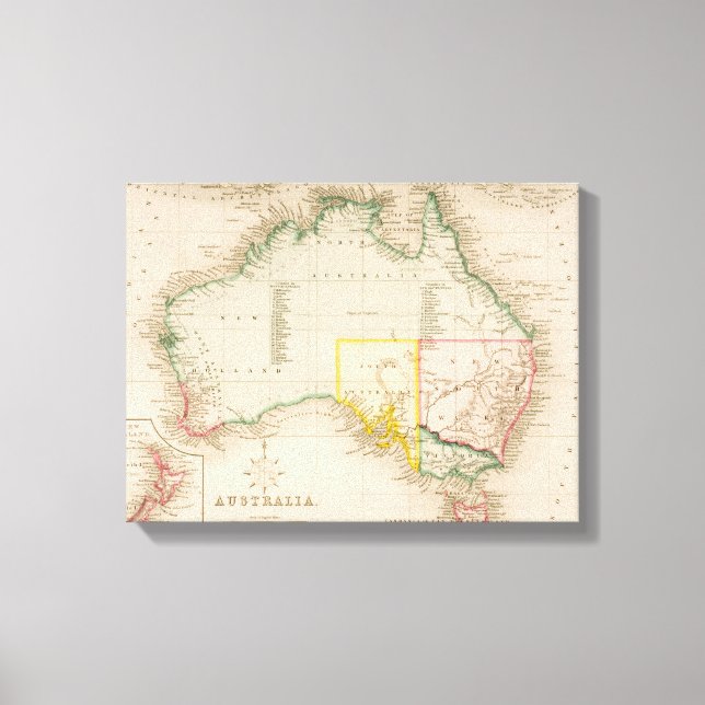 Lienzo Mapa de Australia y Nueva Zelanda (Anverso)