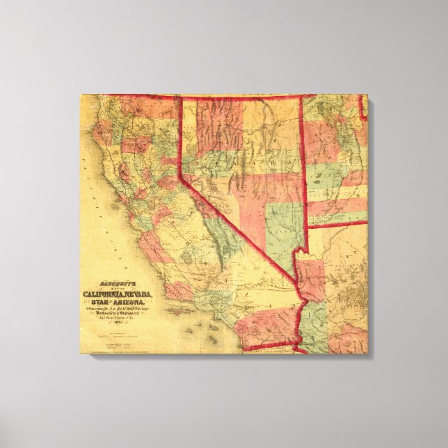Lienzo Mapa de Bancroft de California, Nevada, Utah (Anverso)