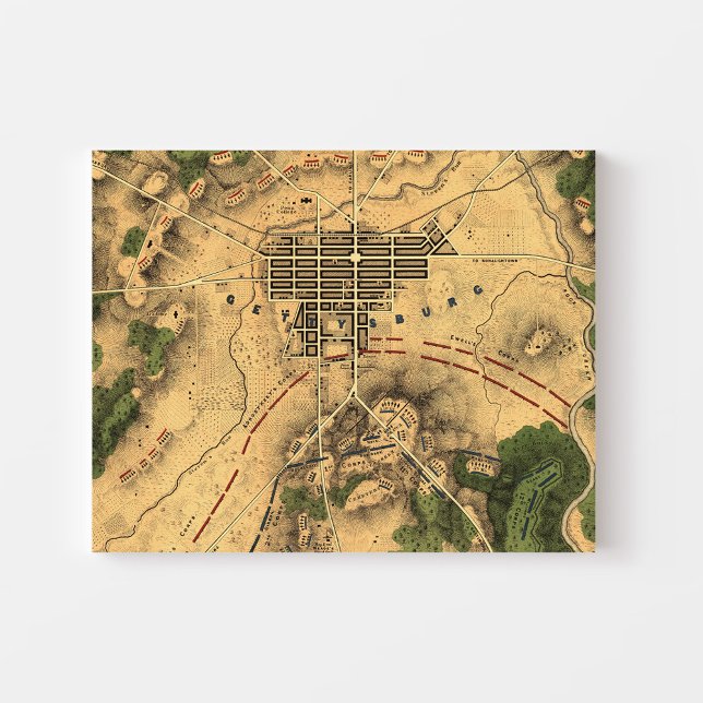 Lienzo Mapa de batalla restaurado de época de Gettysburg, (Subido por el creador)