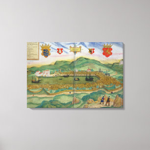 Lienzo Mapa de Bergen, de "Civitates Orbis Terrarum"