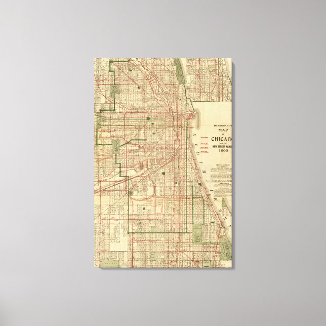 Lienzo Mapa de Blanchard de Chicago (Anverso)