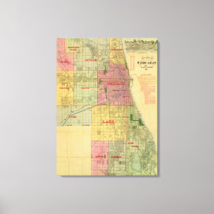 Lienzo Mapa de Blanchard de Chicago y sus alrededores