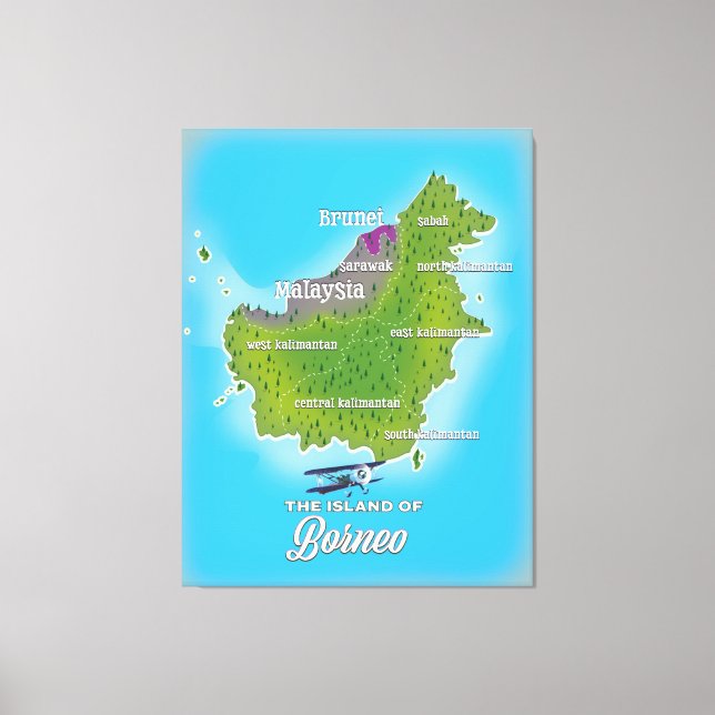 Lienzo Mapa de Borneo (Anverso)