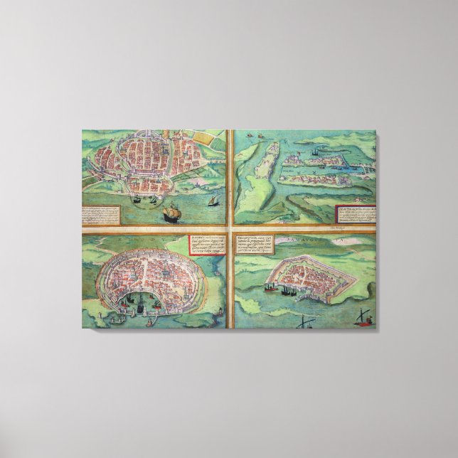 Lienzo Mapa de Calais, Malta, Rodas y Famagusta, de (Anverso)