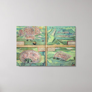 Lienzo Mapa de Calais, Malta, Rodas y Famagusta, de