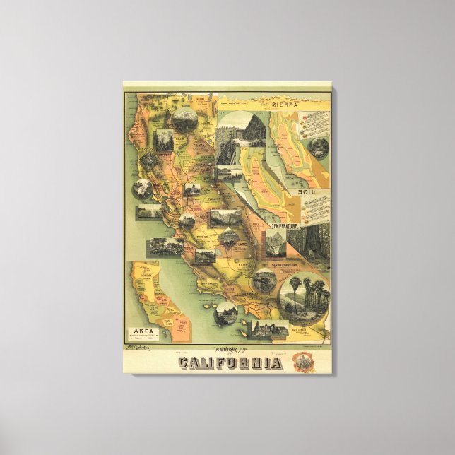 Lienzo Mapa de California (Anverso)