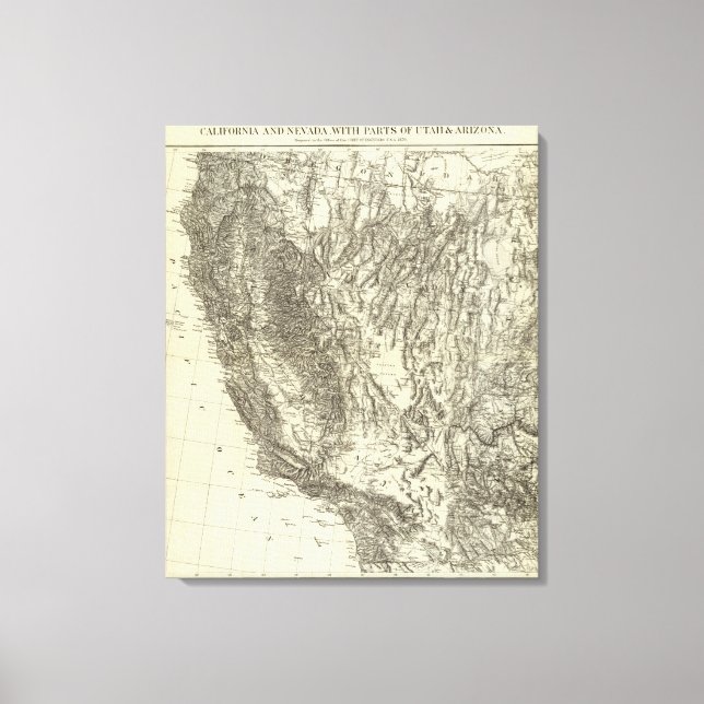 Lienzo Mapa de California y Nevada (Anverso)