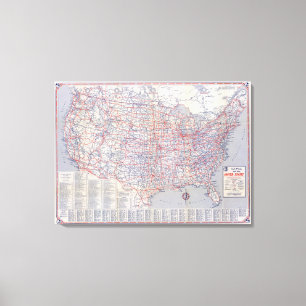 Lienzo Mapa de camino Estados Unidos