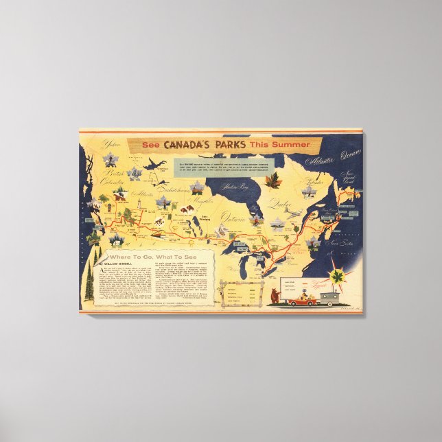 Lienzo Mapa de Canadá - Parques de Canadá (Anverso)