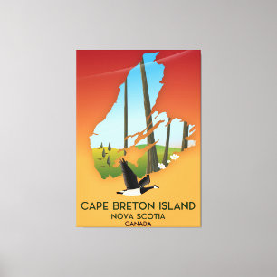 Lienzo Mapa de Cape Breton Island nova Scotia Canada