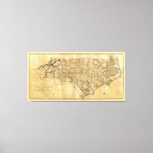 Lienzo Mapa de Carolina del Norte (1808)