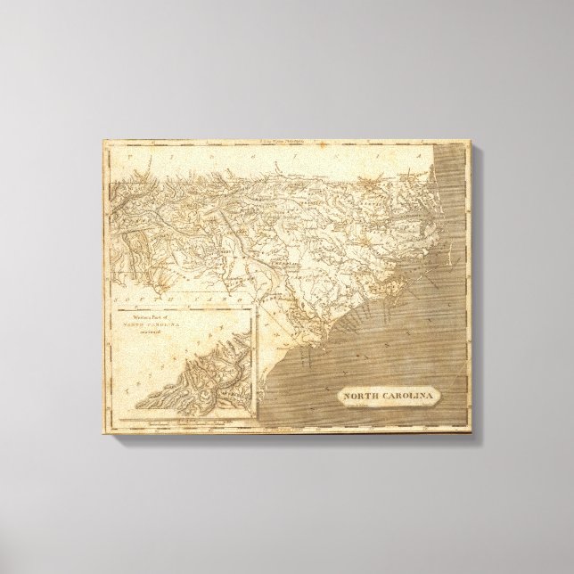 Lienzo Mapa de Carolina del Norte por Arrowsmith (Anverso)