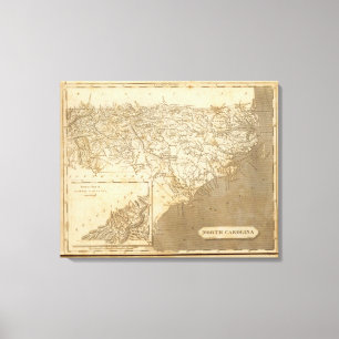 Lienzo Mapa de Carolina del Norte por Arrowsmith