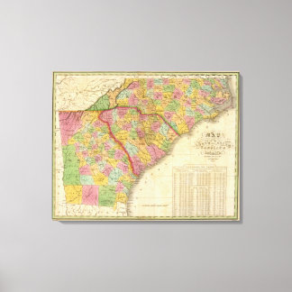 Lienzo Mapa De Carolina Del Norte Y Del Sur Y Georgia