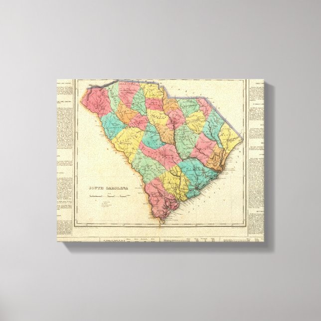 Lienzo Mapa De Carolina Del Sur (Anverso)