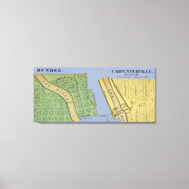LIENZO MAPA DE CARPENTERSVILLE DUNDEE ILLINOIS 1871 (Anverso)