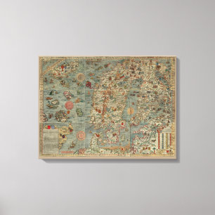 Lienzo Mapa de "Carta Marina" del mundo antiguo