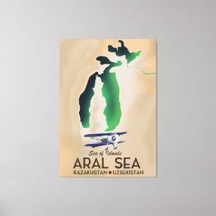 Lienzo Mapa de carteles de viaje del mar de Aral