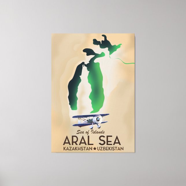 Lienzo Mapa de carteles de viaje del mar de Aral (Anverso)