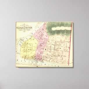 Lienzo Mapa de Charleston, Virginia Occidental