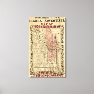 Lienzo Mapa De Chicago Que Muestra El Distrito Quemado