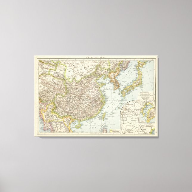 Lienzo Mapa de China y Japón (Anverso)