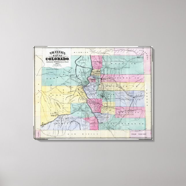 Lienzo Mapa de Colorado en Thayer (Anverso)