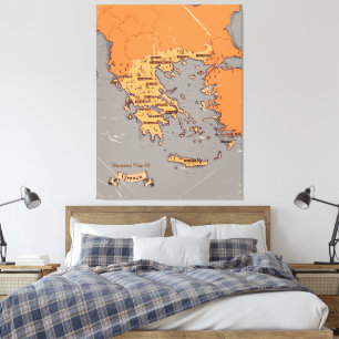 Lienzo Mapa de condados de cosecha de Grecia