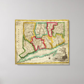 Lienzo Mapa de Connecticut
