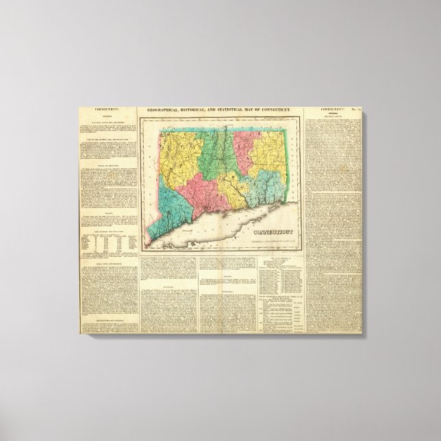 Lienzo Mapa De Connecticut (Anverso)