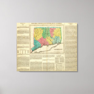 Lienzo Mapa de Connecticut