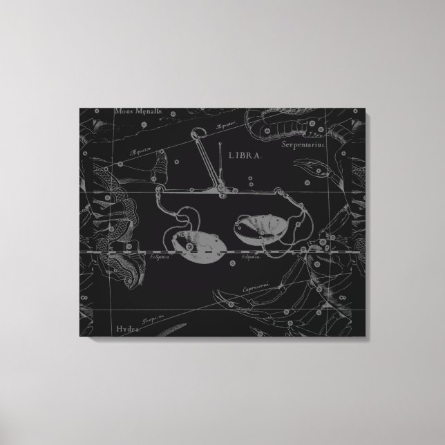 Lienzo Mapa de Constelación de Libra Hevelius 1690 Sept O (Anverso)