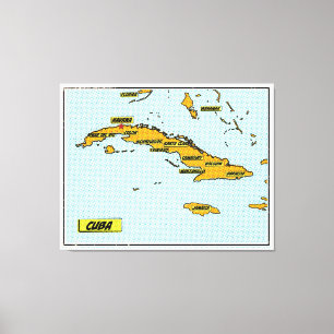 Lienzo Mapa de Cuba de Cómic Antiguo