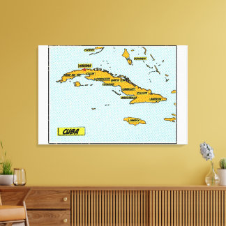 Lienzo Mapa de Cuba de Cómic Antiguo