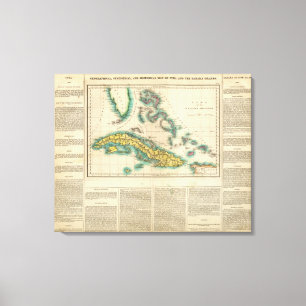 Lienzo Mapa de Cuba y de las islas de Bahama