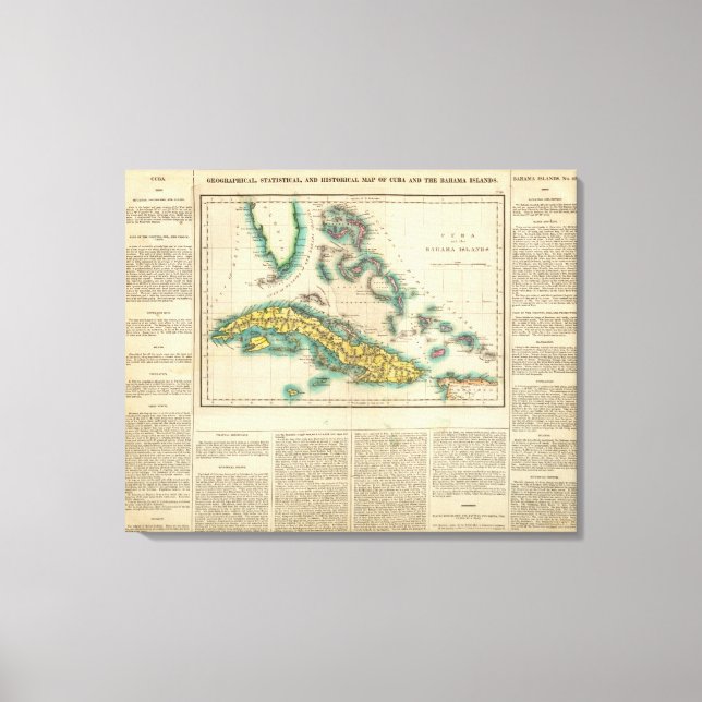 Lienzo Mapa De Cuba Y Las Islas Bahama (Anverso)