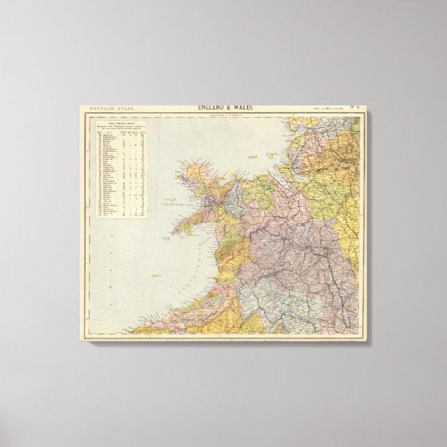 Lienzo Mapa de cuencas hidrográficas Inglaterra, Gales 3 (Anverso)