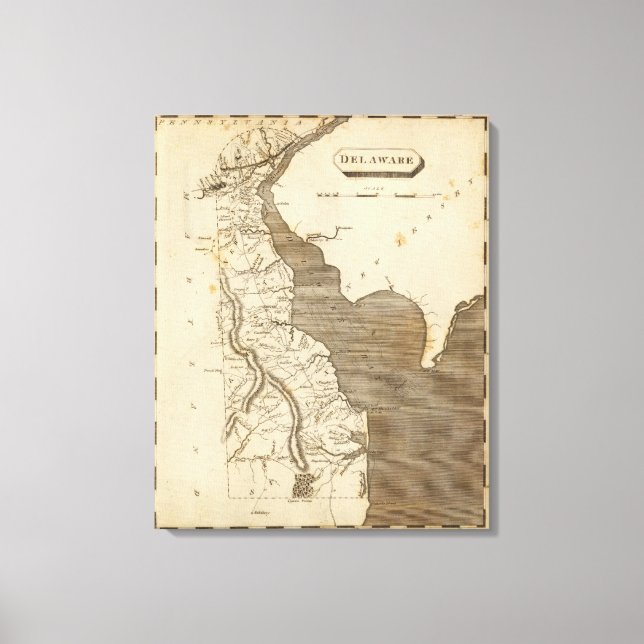 Lienzo Mapa de Delaware de Arrowsmith (Anverso)