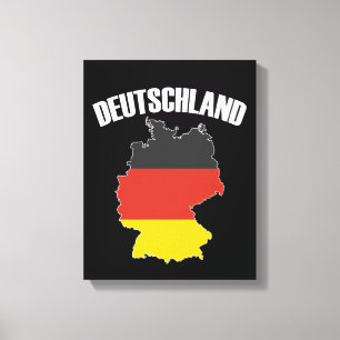 Lienzo Mapa de Deutschland - Bandera alemana - Viajes de