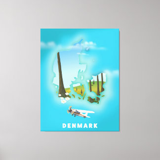 Lienzo Mapa de Dinamarca ilustra afiche de viajes.