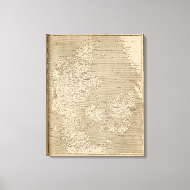 Lienzo Mapa de Dinamarca por Arrowsmith (Anverso)