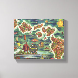 Lienzo Mapa de Dole de Hawaii 1950 • Pintura de aceite 