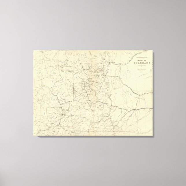 Lienzo Mapa de drenaje de Colorado (Anverso)