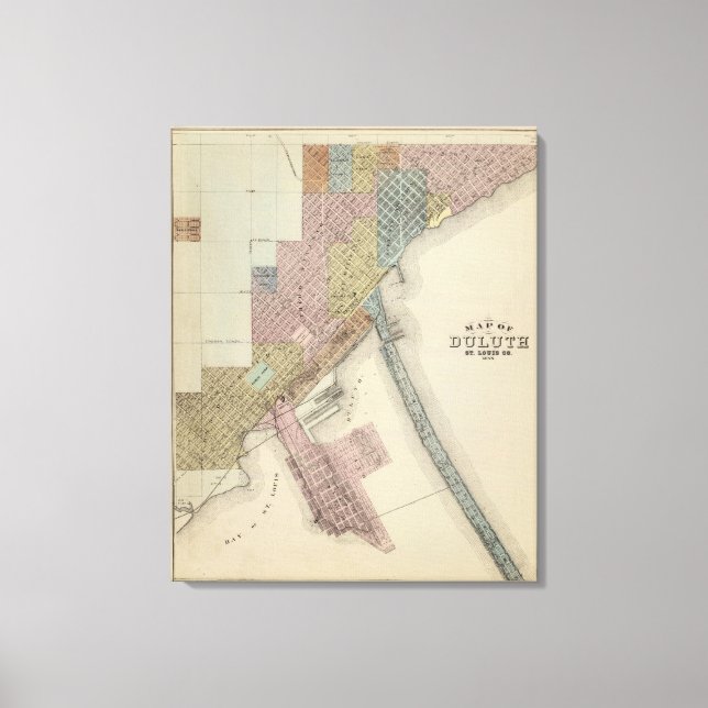 Lienzo Mapa de Duluth, Condado de St. Louis, Minnesota (Anverso)
