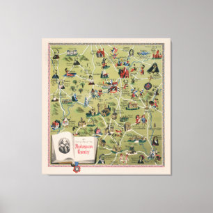 Lienzo Mapa de Dunlop del país de Shakespeare, Inglaterr