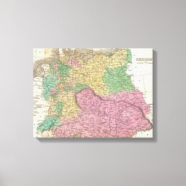 Lienzo Mapa de época de Alemania (1827) (Anverso)