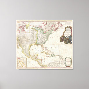 Lienzo Mapa de época de América del Norte (1794)