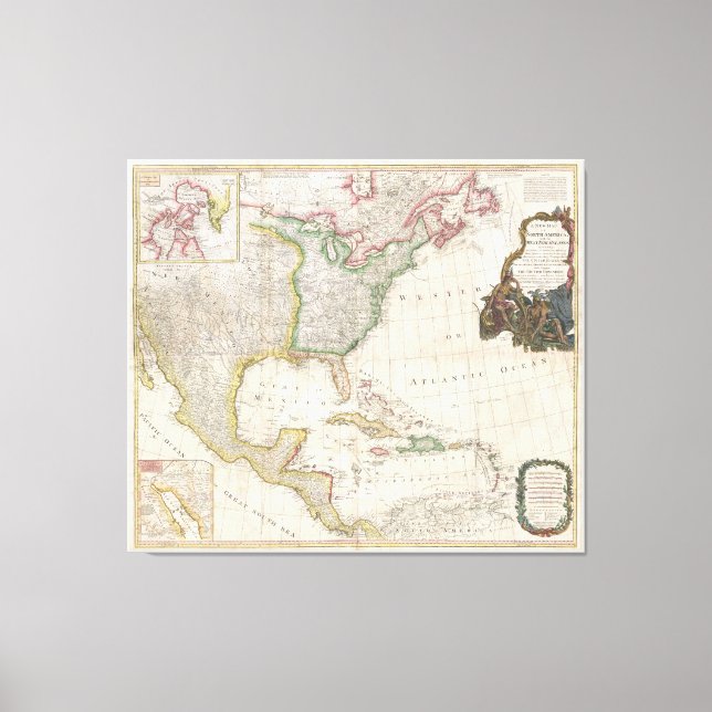 Lienzo Mapa de época de América del Norte (1794) (Anverso)