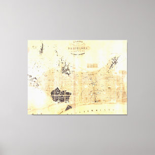 Lienzo Mapa de época de Barcelona España (1859)