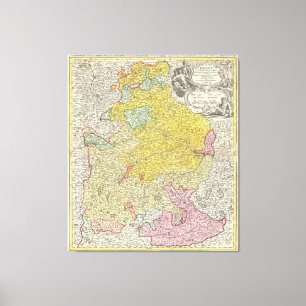 Lienzo Mapa de época de Baviera Alemania (1728)